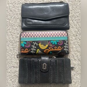 Fossil Black and Colorful Pattern Wallet Trio